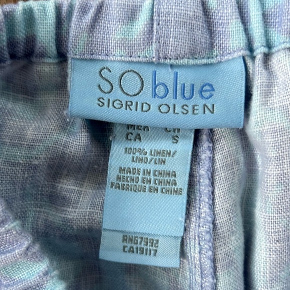 VINTAGE SIGRID OLSEN 90s Linen Pastel Floral Pants Feminine Coastal Grandma Sz S - Picture 2 of 16